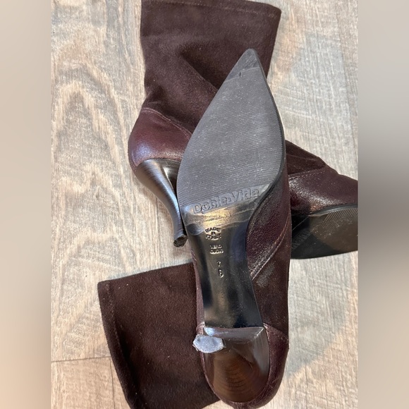 Casadei Suede & Leather Pointed Toe Pull-On Kitten Heel Ankle Boots - Size 7 - Picture 10 of 17